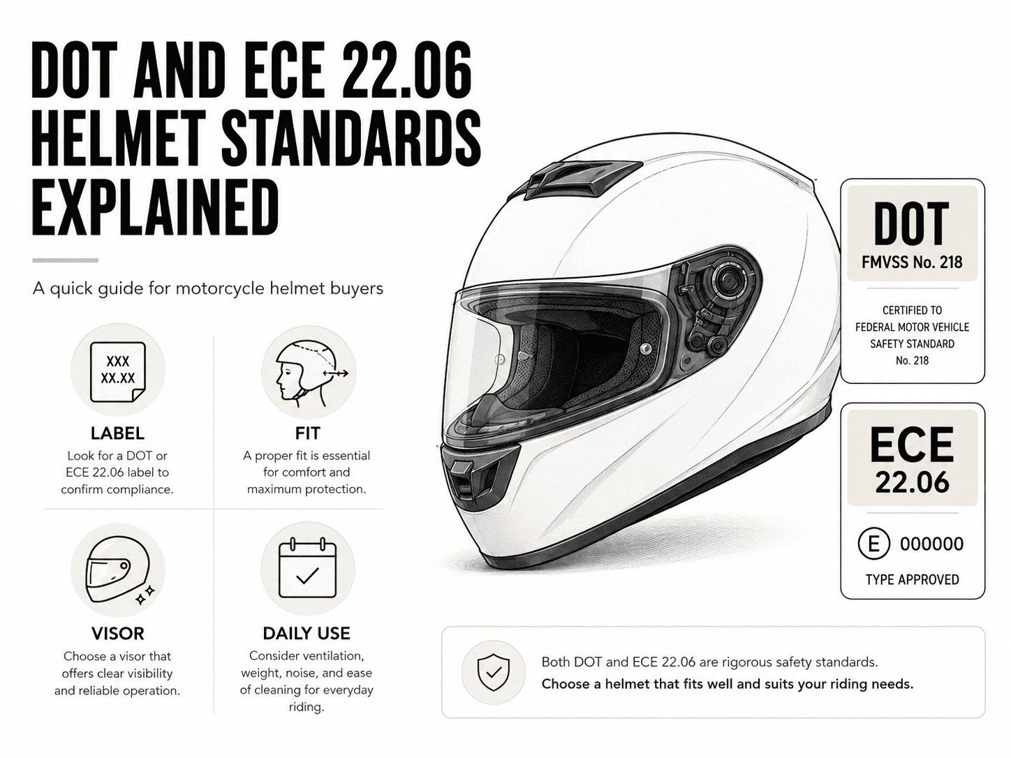 DOT and ECE 22.06 Motorcycle Helmet Standards Explained