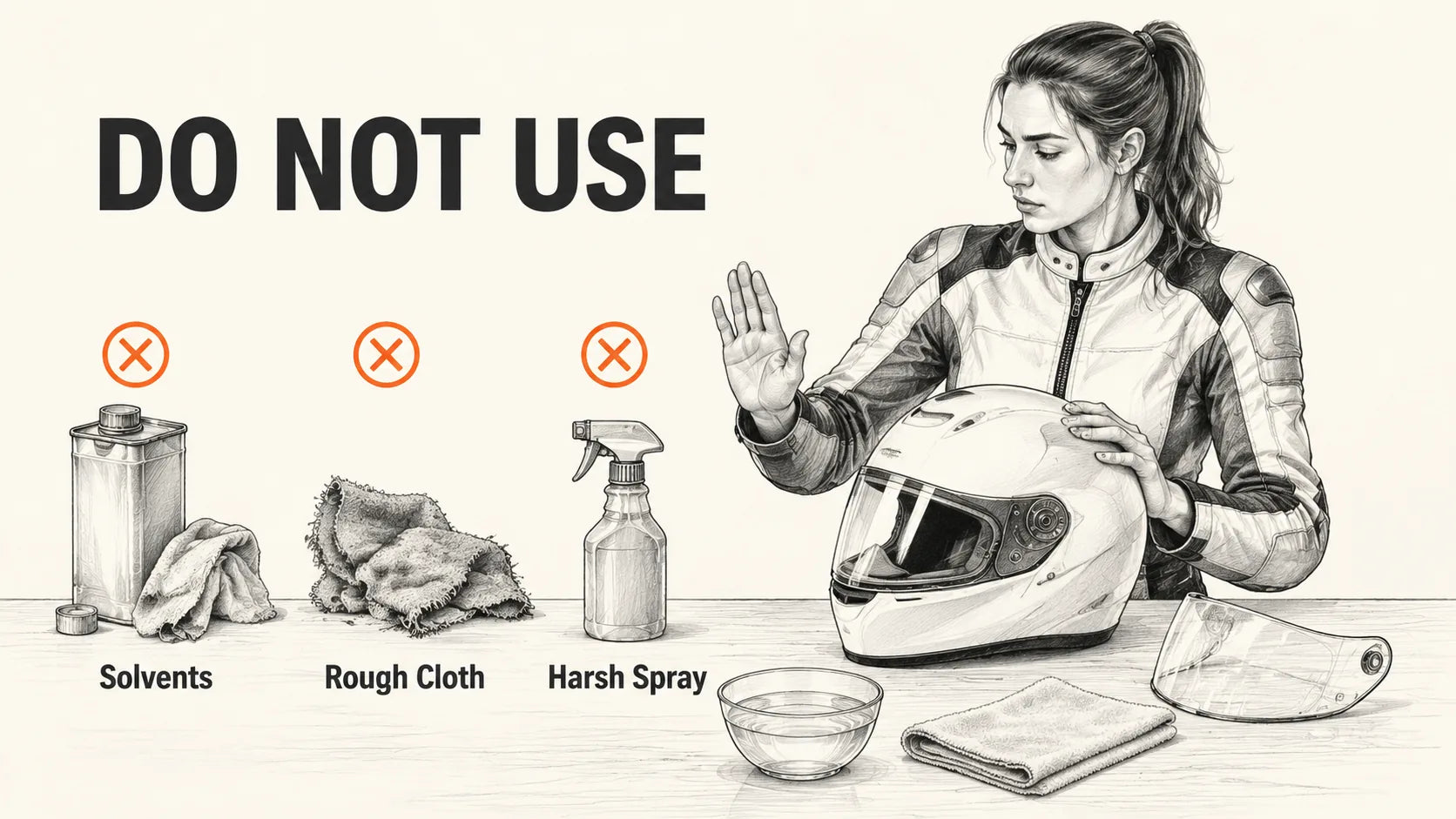 What Not to Use on a Motorcycle Helmet Shell or Visor