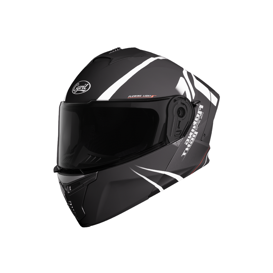 THUNDER Dual Visor Modular Helmet - Black Streak