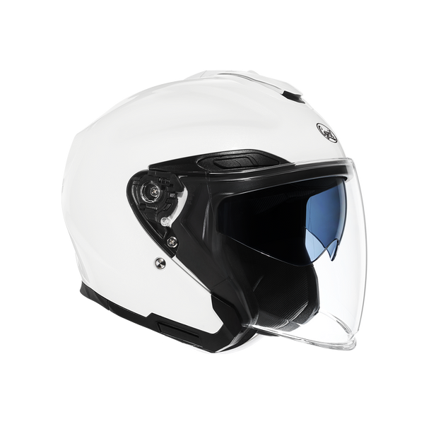 R18 Dual Visor Open Face Motorcycle Helmet – White Gloss
