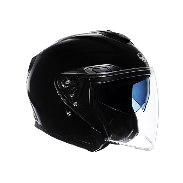 R18 Dual Visor Open Face Motorcycle Helmet – Black Gloss