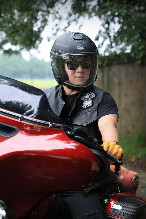 Rider in a CYRIL helmet